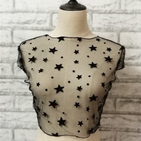 💫🌗 Black Sheer Star Top ✨➿ - Picture 4 of 4